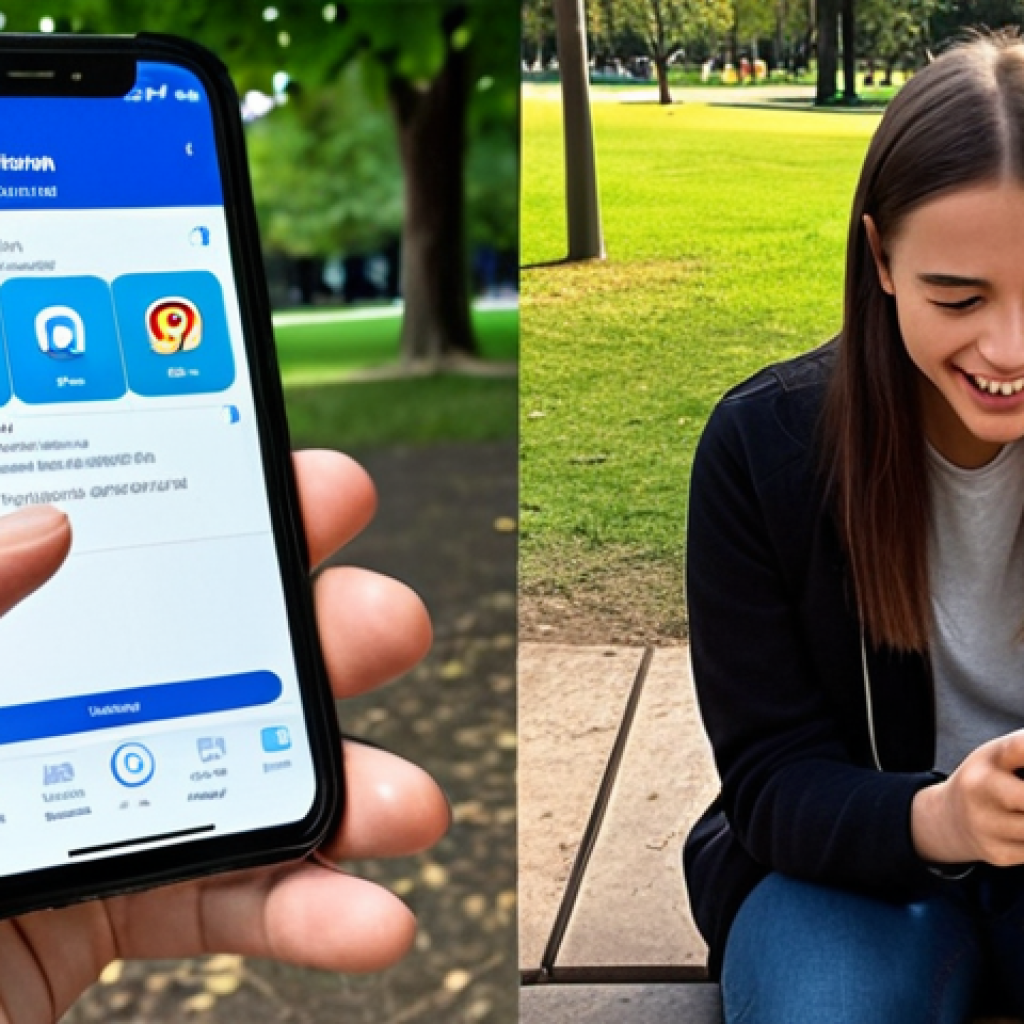 **Image:** A split screen. On one side, a person looking anxiously at their smartphone, surrounded by glowing social media icons. On the other side, the same person sitting outside in a park, smiling and talking with friends. Focus on contrasting the digital world with real-life connection.