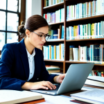 Home 9 Informed Decision-Making**
"A woman in a brightly lit library, surrounded by books and a laptop. She is wearing professional attire and appears thoughtful as she analyzes charts and graphs on the screen. Background includes bookshelves filled with various books and soft, natural light filtering through a window. The scene conveys a sense of focused study and critical thinking. Safe for work, appropriate content, fully clothed, professional, perfect anatomy, natural pose, high quality."
**